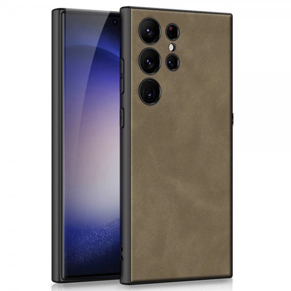 GKK Samsung Galaxy S23 Ultra Cover Lædertekstur Brun