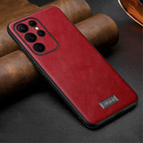 Sulada Samsung Galaxy S23 Ultra Cover Lædertekstur Rød