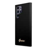 Guess Samsung Galaxy S23 Ultra Cover Flydende Silikone Metal Logo Sort