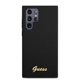 Guess Samsung Galaxy S23 Ultra Cover Flydende Silikone Metal Logo Sort