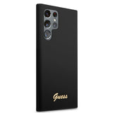 Guess Samsung Galaxy S23 Ultra Cover Flydende Silikone Metal Logo Sort
