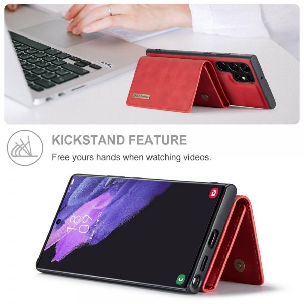Dg.Ming Samsung Galaxy S23 Ultra Cover M1 Series Aftagelig Kortholder Rød