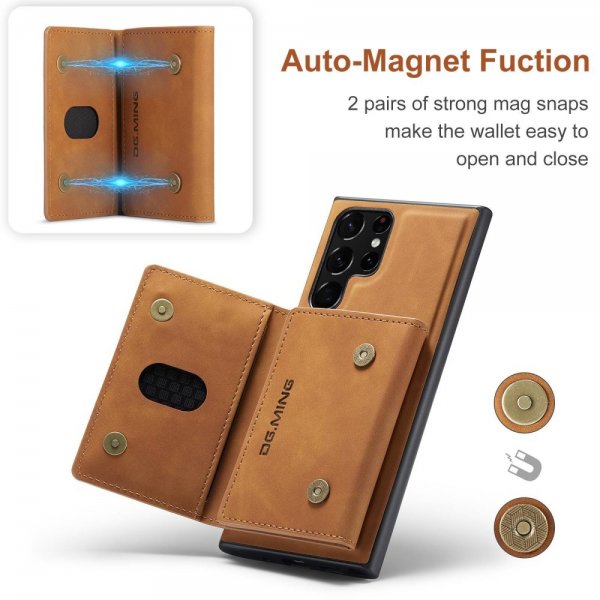 Dg.Ming Samsung Galaxy S23 Ultra Cover M2 Series Aftagelig Kortholder Brun