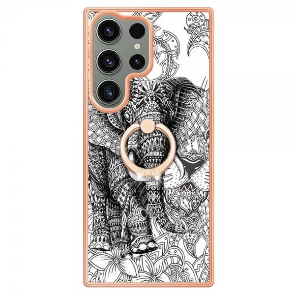 Samsung Galaxy S23 Ultra Cover med fingerring Elefantmotiv