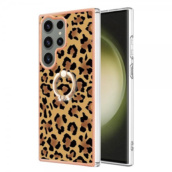 Samsung Galaxy S23 Ultra Cover med Finger Ring Motiv Leopardmønster