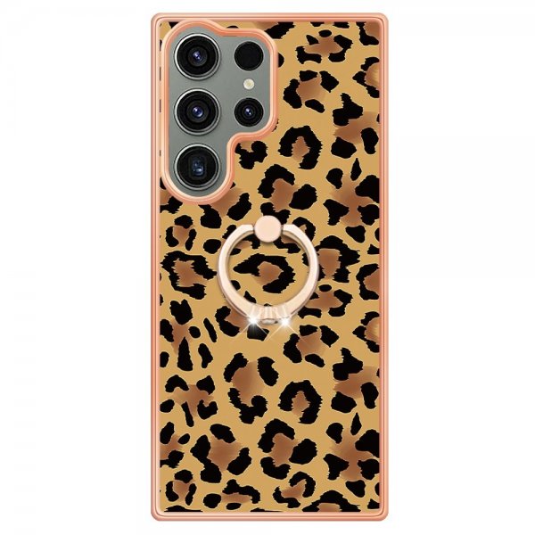 Samsung Galaxy S23 Ultra Cover med Finger Ring Motiv Leopardmønster