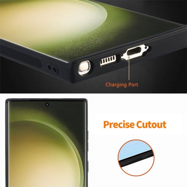 Enkay Samsung Galaxy S23 Ultra Cover med Skærmbeskytter Lædertekstur Blå