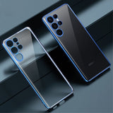 Sulada Samsung Galaxy S23 Ultra Cover Forgyldt Kant Blå