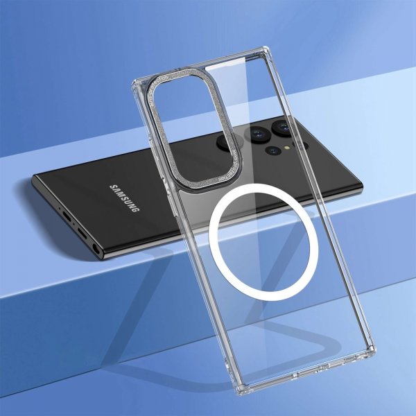 Samsung Galaxy S23 Ultra Cover Gennemsigtig MagSafe Sølv