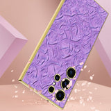 GKK Samsung Galaxy S23 Ultra Cover Stof Belagt Kant Lilla
