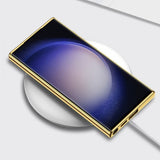 GKK Samsung Galaxy S23 Ultra Cover Stof Belagt Kant Hvid