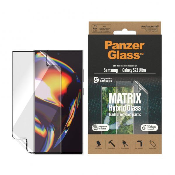 PanzerGlass Samsung Galaxy S23 Ultra Skærmbeskyttelse Matrix Hybrid Glass EasyAligner