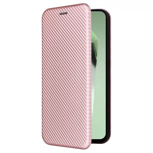 Samsung Galaxy S24 FE Etui Kulfibertekstur Rosaguld