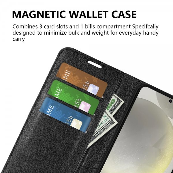 Samsung Galaxy S24 FE Etui Litchi Sort