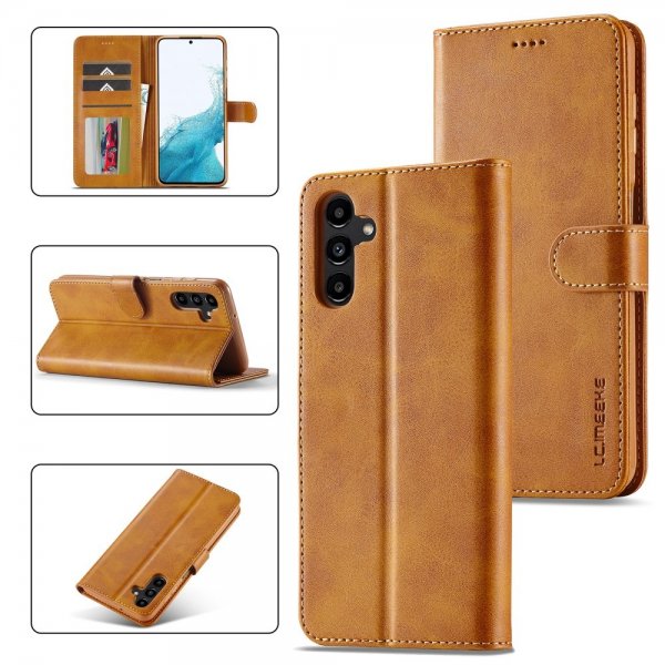 Lc.Imeeke Samsung Galaxy S24 FE Etui med Kortlomme Standfunktion Lysebrun