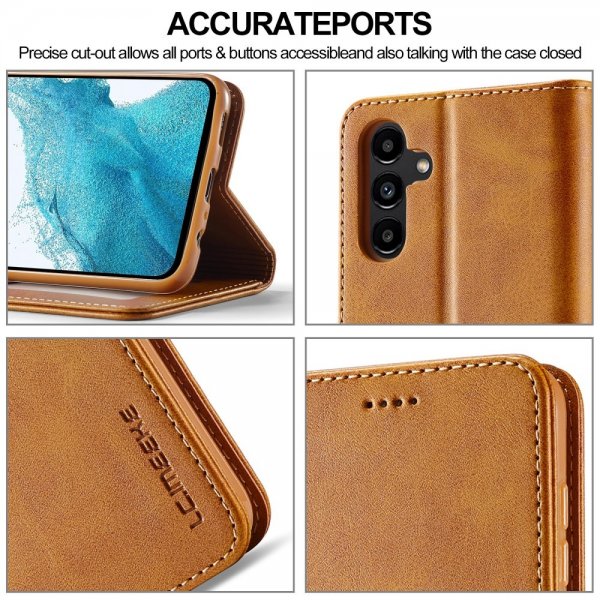 Lc.Imeeke Samsung Galaxy S24 FE Etui med Kortlomme Standfunktion Lysebrun