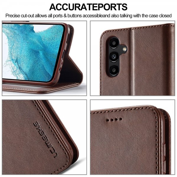 Lc.Imeeke Samsung Galaxy S24 FE Etui med Kortlomme Standerfunktion Mørkebrun