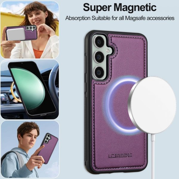 Lc.Imeeke Samsung Galaxy S24 FE Etui med Aftageligt Cover L2 Series MagSafe Lilla