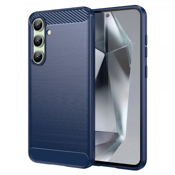 Samsung Galaxy S24 FE Cover Børstet Kulfibertekstur Blå