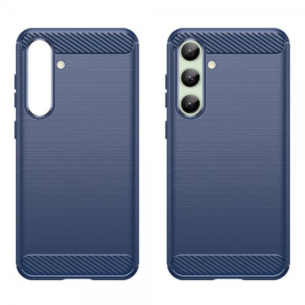 Samsung Galaxy S24 FE Cover Børstet Kulfibertekstur Blå