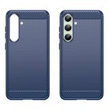 Samsung Galaxy S24 FE Cover Børstet Kulfibertekstur Blå