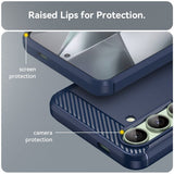 Samsung Galaxy S24 FE Cover Børstet Kulfibertekstur Blå