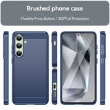 Samsung Galaxy S24 FE Cover Børstet Kulfibertekstur Blå