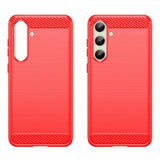 Samsung Galaxy S24 FE Cover Børstet Kulfibertekstur Rød