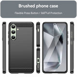 Samsung Galaxy S24 FE Cover Børstet Kulfibertekstur Sort