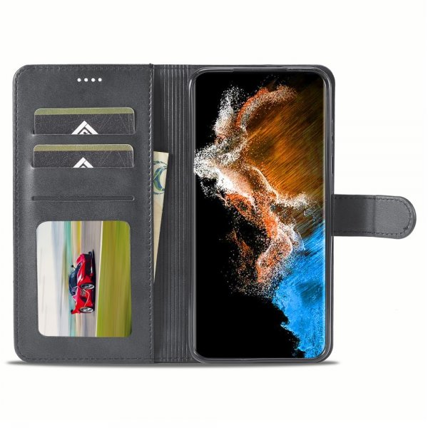 Lc.Imeeke Samsung Galaxy S24 Etui med Kortrum Stativfunktion Sort