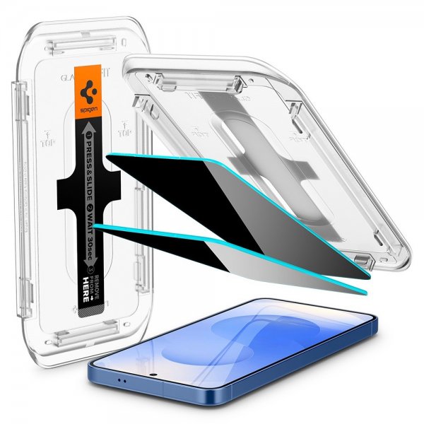 Spigen Samsung Galaxy S24/Galaxy S25 Skærmbeskyttelse GLAS.tR EZ Fit Privacy 2-pak