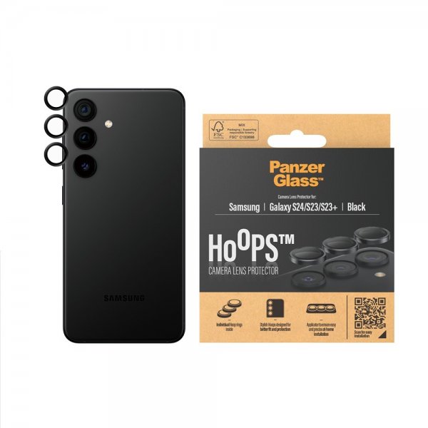 PanzerGlass Samsung Galaxy S23/S23 Plus/S24 Kamera Beskyttelse Hoops Sort