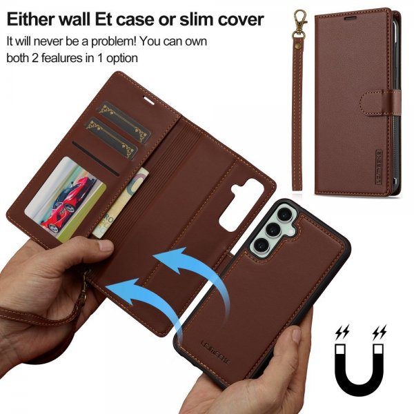 Lc.Imeeke Samsung Galaxy S24 Plus Cover med Aftageligt Cover L2 Series MagSafe Brun