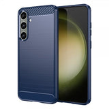 Samsung Galaxy S24 Plus Cover Børstet Kulfibertekstur Blå