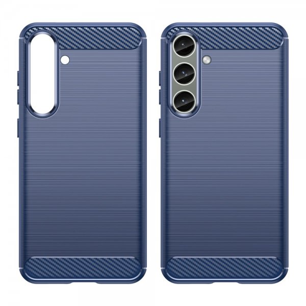 Samsung Galaxy S24 Plus Cover Børstet Kulfibertekstur Blå