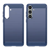 Samsung Galaxy S24 Plus Cover Børstet Kulfibertekstur Blå