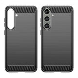 Samsung Galaxy S24 Plus Cover Børstet Kulfibertekstur Sort
