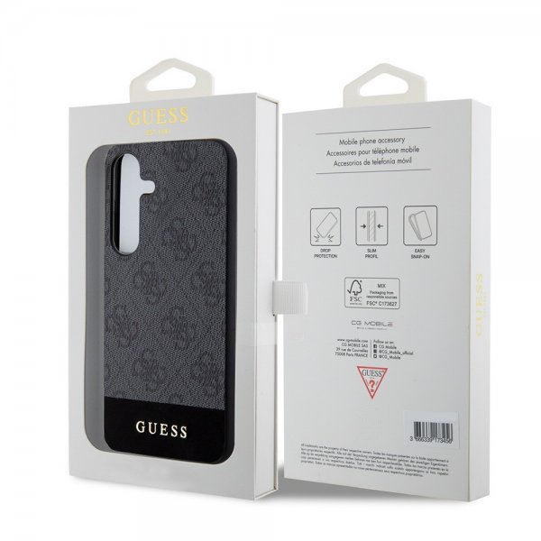Guess Samsung Galaxy S24 Plus Cover Bottom Stripe Metal Logo Sort