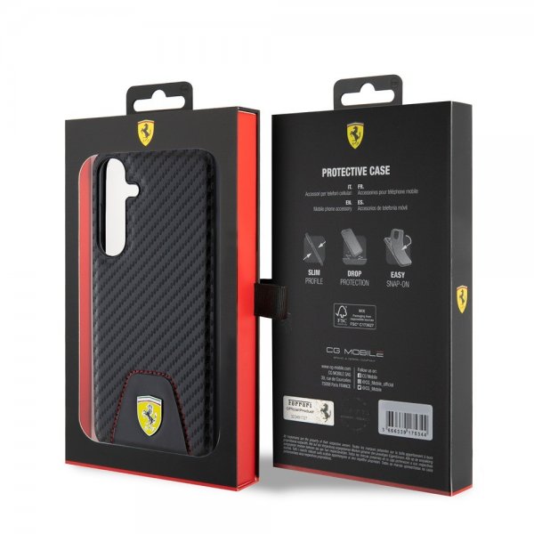 Ferrari Samsung Galaxy S24 Plus Cover Carbon & Stripe Sort
