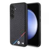 BMW Samsung Galaxy S24 Plus Cover Carbon Tricolor Stripe MagSafe Sort