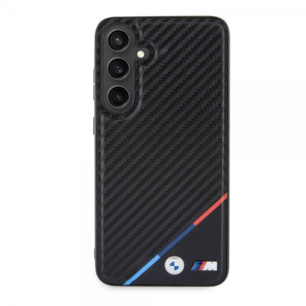 BMW Samsung Galaxy S24 Plus Cover Carbon Tricolor Stripe MagSafe Sort