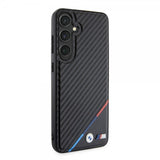 BMW Samsung Galaxy S24 Plus Cover Carbon Tricolor Stripe MagSafe Sort