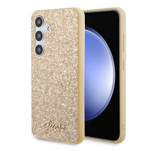Guess Samsung Galaxy S24 Plus Cover Fixed Glitter Guld