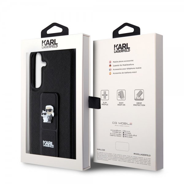 Karl Lagerfeld Samsung Galaxy S24 Plus Cover Grip & Stand Saffiano Sort