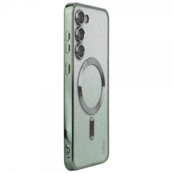 Enkay Samsung Galaxy S24 Plus Cover Forgyldt Kant Glitter MagSafe Grøn