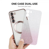 Enkay Samsung Galaxy S24 Plus Cover Forgyldt Kant Glimmer MagSafe Guld