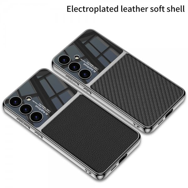GKK Samsung Galaxy S24 Plus Cover Forgyldt Kant Lædertekstur Rød