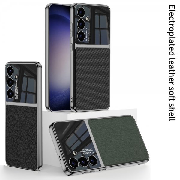 GKK Samsung Galaxy S24 Plus Cover Forgyldt Kant Lædertekstur Rød