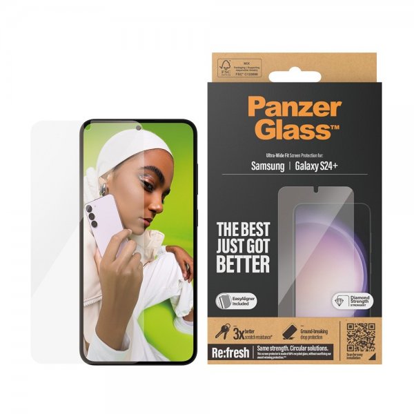 PanzerGlass Samsung Galaxy S24 Plus Skærmbeskyttelse Ultra-Wide Fit EasyAligner