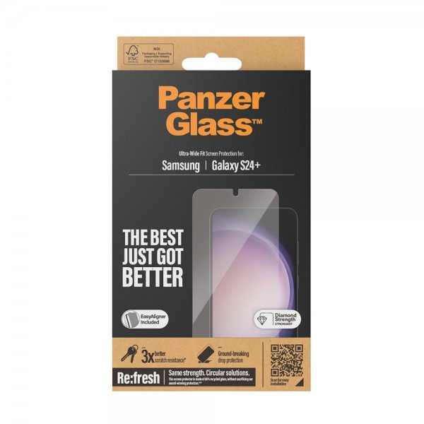 PanzerGlass Samsung Galaxy S24 Plus Skærmbeskyttelse Ultra-Wide Fit EasyAligner